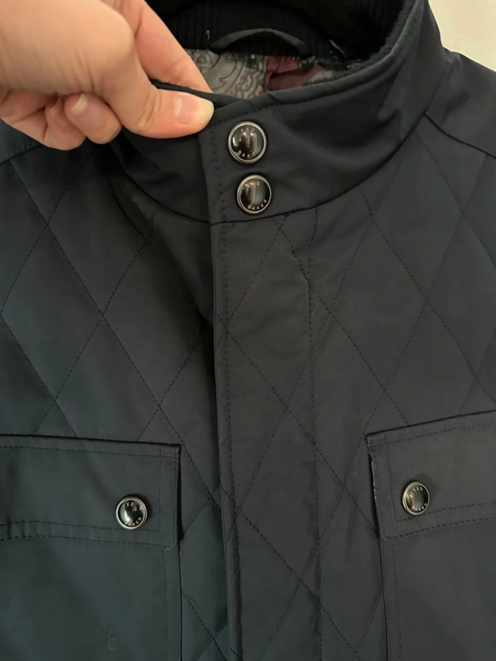 Ted Baker Men's Size 7 XL Quilted Blue Jacket - Lightweight Casual Coat, Nylon